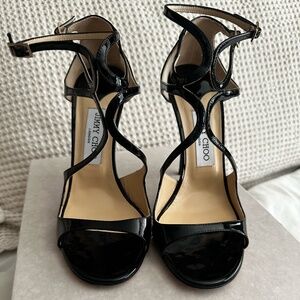 Jimmy Choo Black Patent Leather Size 39 Heel  *WORN ONCE